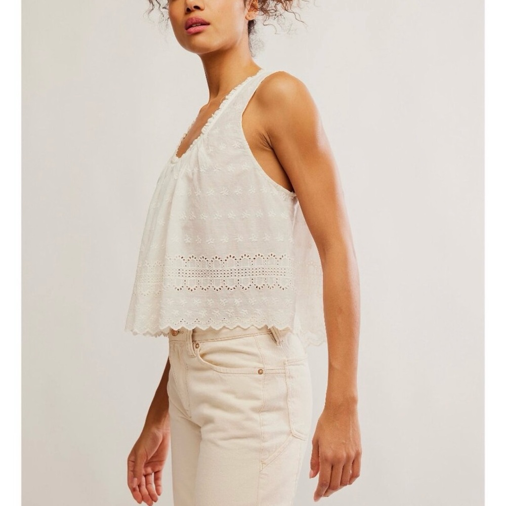 Free People Marina Eyelet Tank/Clean Ivory - Picture 2 of 5